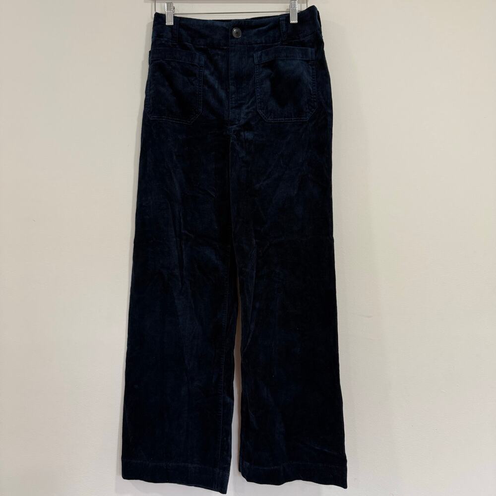 NEW Anthropologie Colette Corduroy Crop Wide-Leg Pants by Maeve Navy Size 30